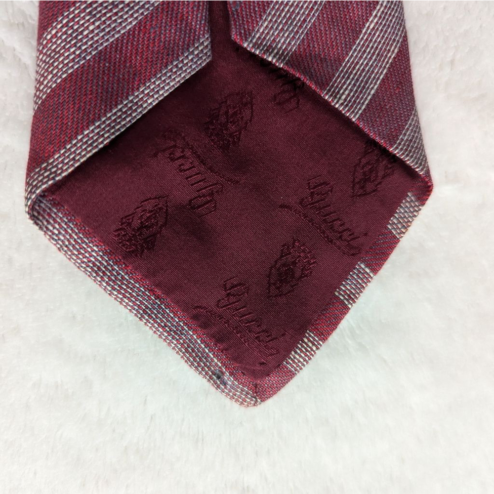 Gucci Vintage Burgundy & White Striped Tie - Picture 10 of 11